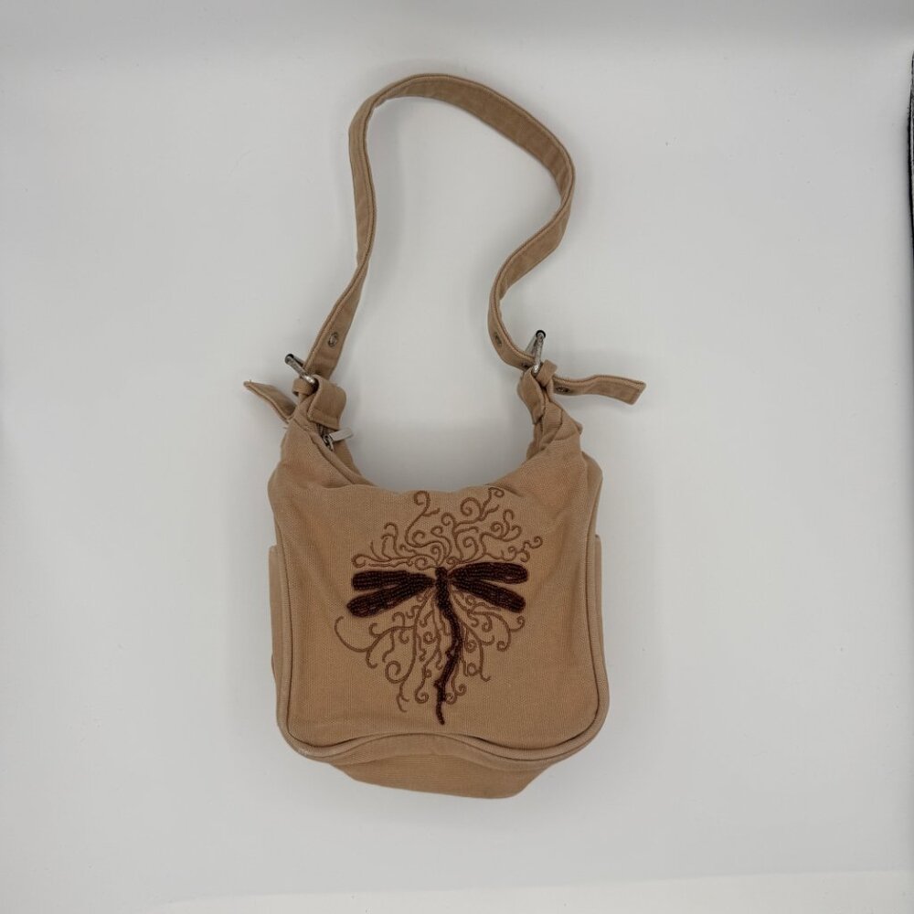 Canvas Beaded Embroidered Dragonfly Canvas Shoulder Bag Y2K 90s Festival